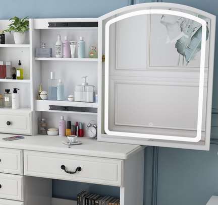 DRESSING TABLE: White Dressing Table With Mirror image 5