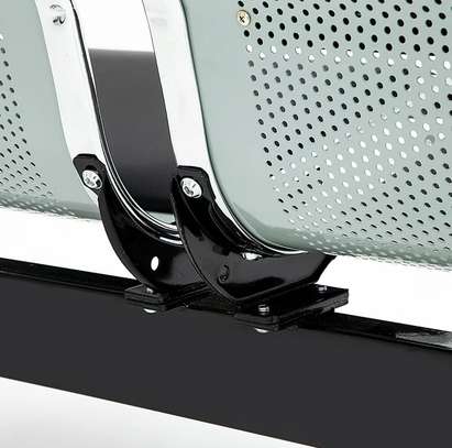 Durable 3-Seat Black Metal Bench with Padded Seats image 14
