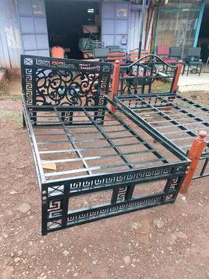 Quality and durable metallic beds with wooden finish image 8