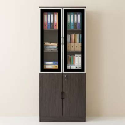 Wooden Half Glass 2 Door Storage Cabinet image 5
