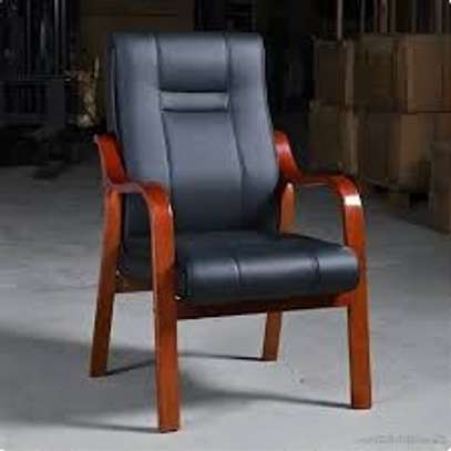 Ergonomic Office Chair Black Faux Leather image 6