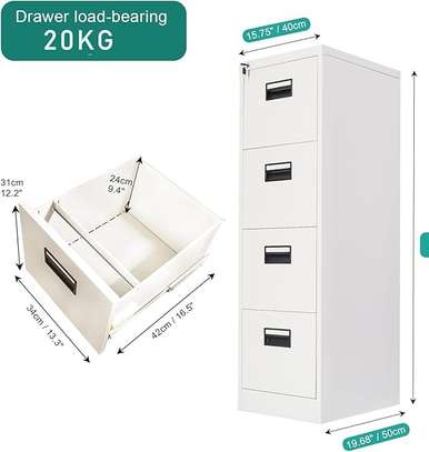 Office Cabinet:  Modern White Lockable 4-Tier Cabinet image 4