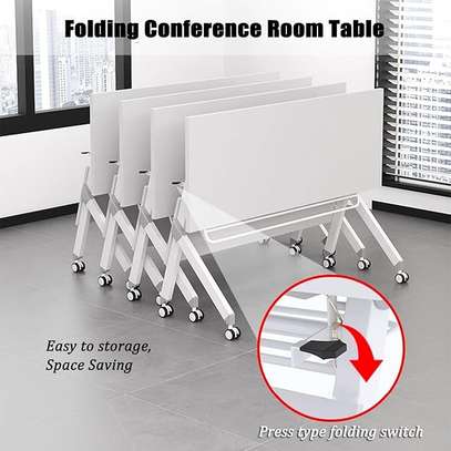 White Compact Foldable Computer Office Desk image 5