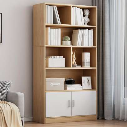 Wooden Bookshelf Walnut Finish 4 Shelves Cabinet image 7