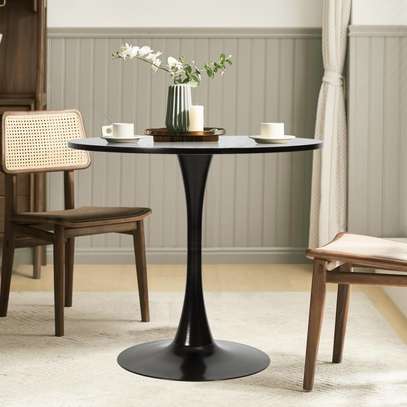 31.5” Black Round Dining Table with Tulip Base image 6
