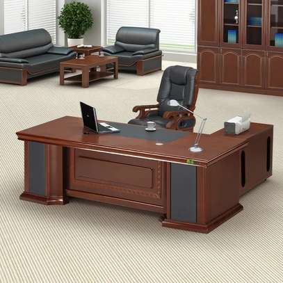2 M L Shaped Mahogany Executive Office Desk image 9