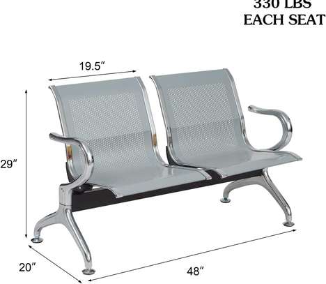 Metal 2 Person Waiting Office Bench image 6