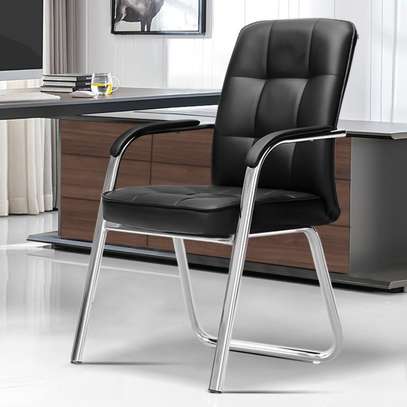 Modern Black Leather Visitor Chair image 5