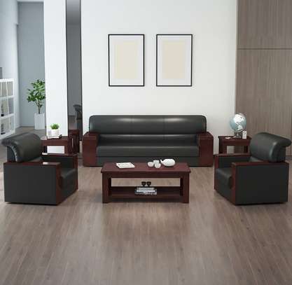 Leather 5 Seater Waiting Office Sofa image 12