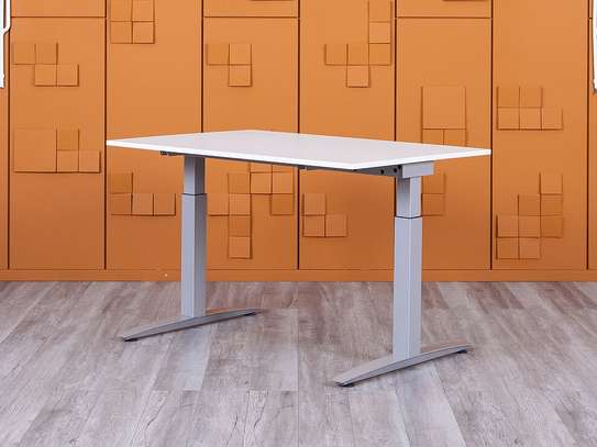 Office desk: Height adjustable officewooden table- manual image 3