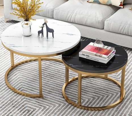 Pair Marble Nesting Coffee Tables image 2