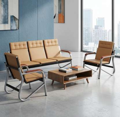 Leather 5 Person Office Sofa image 9