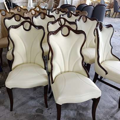 Wood Base Leather Dining Chair image 4