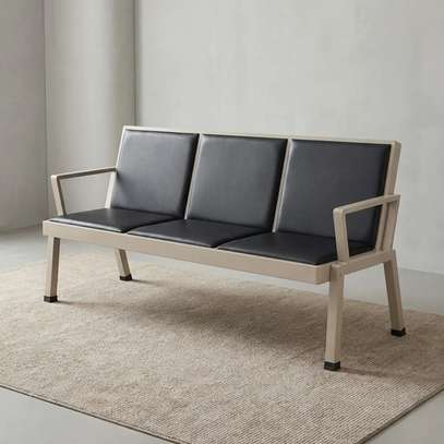 Leather Reception 3-Link Office Bench image 4
