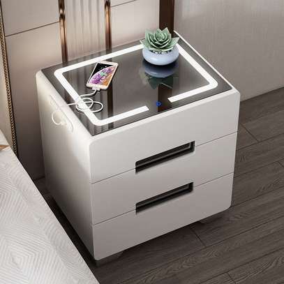 Smart Bedside Table with LED Lighting and Wireless Charging image 4