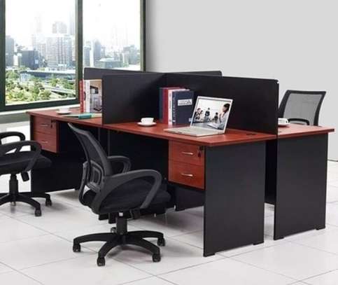 4-Person Office Cubicle Workstation Silver Wood image 6