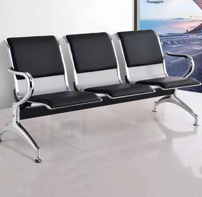 3 Person Leather Reception Office Bench image 2