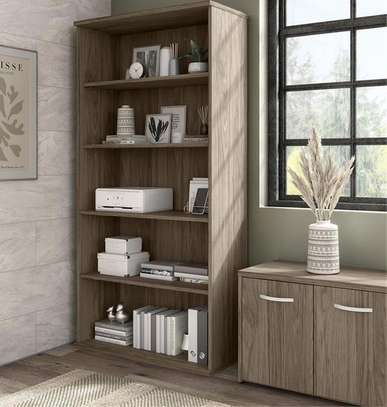 Wooden Rectangular Open Bookshelf image 12