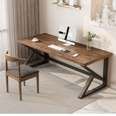 Modern Wooden Top Metallic Office Desk image 3
