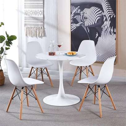 White 4 Seater Eames White Dining Set image 4