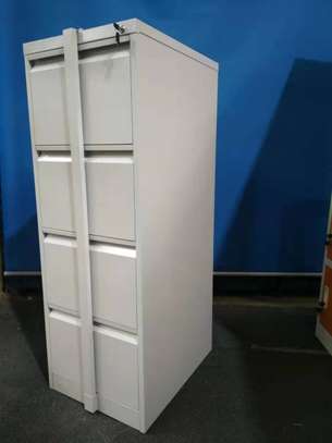 Office cabinet: Four drawer steel cabinet with metal bar image 2
