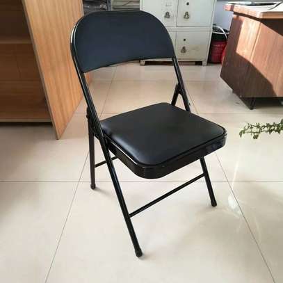 Black Leather Foldable Study Office Chair image 2
