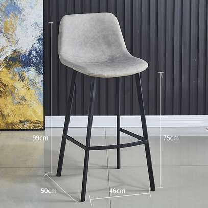 Barstool: Metal High Leg Barstool With Leather Padding image 3