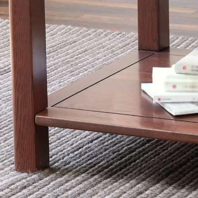 Coffeetable;Premium Mahogany Surface Upholstery Coffee Stool image 3