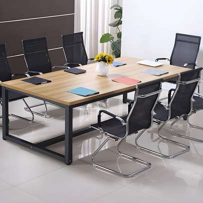 Conference tables: 2400mm meeting table with metal legs image 4
