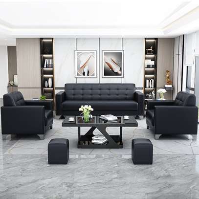 5-Seater Office Black Sofa Set image 3