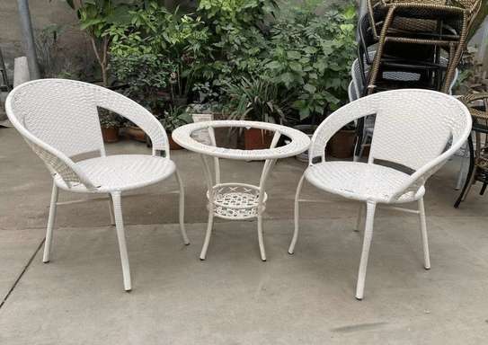 Wicker Patio Set 2 Chairs & Glass Table image 6