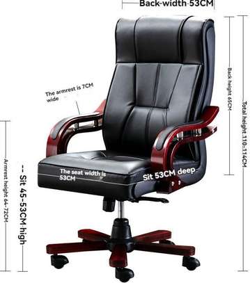 Office chair: Black leather executive office chair image 3