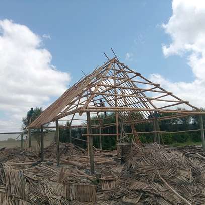 Natural Thatch Gazebo Wooden Poles Spacious Shade image 11