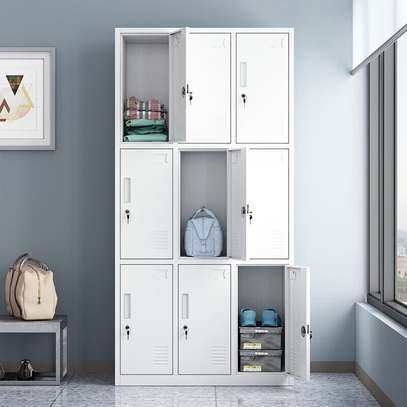 9 Locker Metallic Storage Cabinet image 8