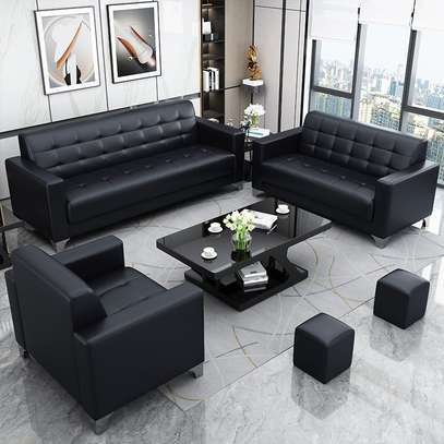 5-Seater Office Black Sofa Set image 4