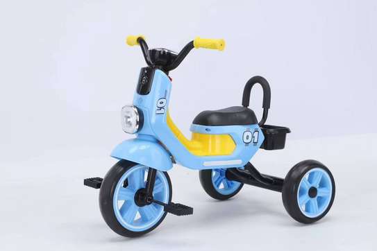Kids Tricycle Blue Yellow with Back Support & Basket image 3
