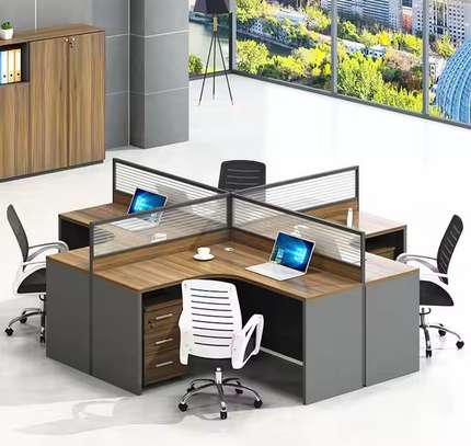 Curved 4 Way Office Workstation Desk image 9