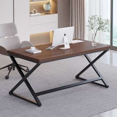 Office table: 1.4m table with Metallic Legs & Wooden Top image 4