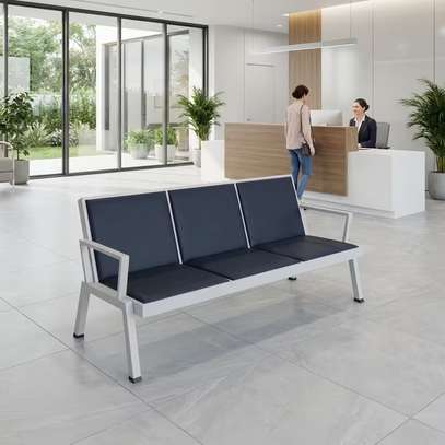 Leather Reception 3-Link Office Bench image 2