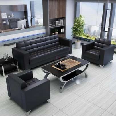 5 Seater Leather Reception Office Sofa image 9