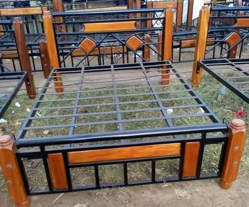 Quality and durable metallic beds with wooden finish image 7