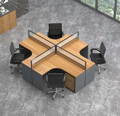 Curved 4 Way Office Workstation Desk image 8
