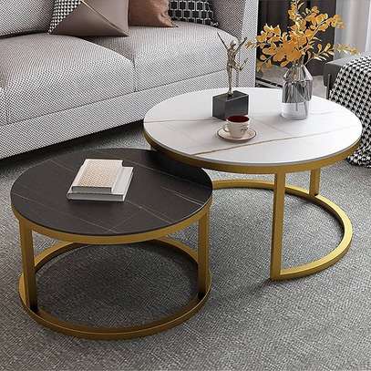 Coffee Table; Circular Gold Coffee Table in Kemera image 4