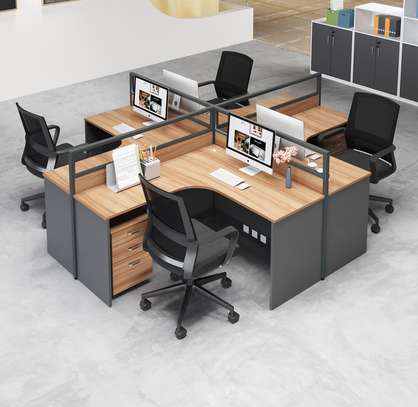 Curved 4 Way Office Workstation Desk image 11