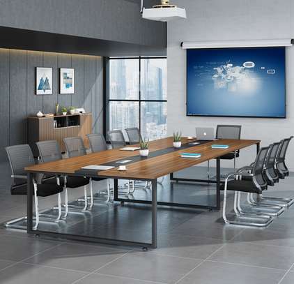 Metal Frame Wooden 2.4m Modern Office Conference Table image 3