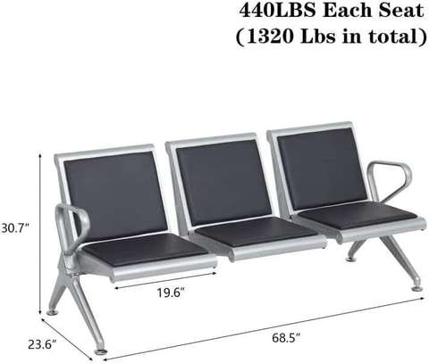 3 Seater Black Padded Reception Bench image 13