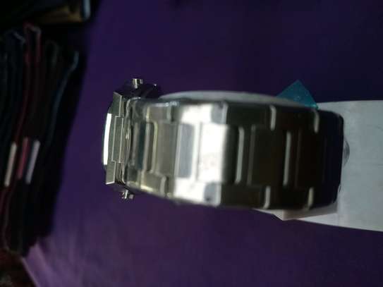Men's Stainless Steel Watch with Green Dial & Date image 2