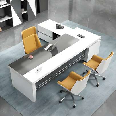 Office Desks: Executive L-shape Desk With 2 File Drawers image 7