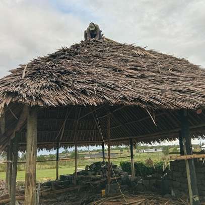 Natural Thatch Gazebo Wooden Poles Spacious Shade image 2
