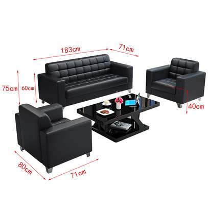 Office sofa: 5-seater leather corner sectional sofa image 3